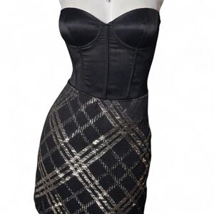 Black & Silver Metallic Plaid A- Line Midi | PENNYBLACK original